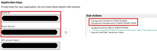 Figure 3: The Tiltify Application keys are required for the Streamer.Bot client to generate an access token to poll Tiltify.