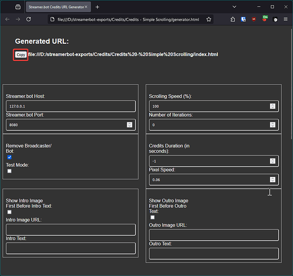 Simple Scrolling Credits (update) - Testing - Streamer.bot Extensions