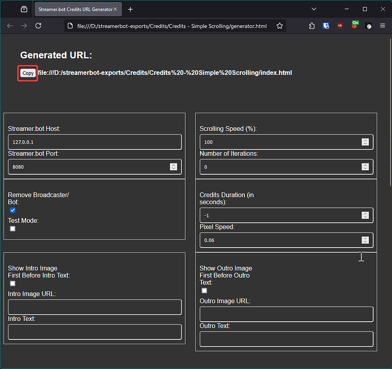 Simple Scrolling Credits (update) - Testing - Streamer.bot Extensions