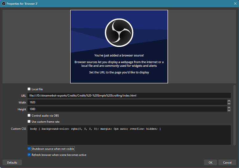 Simple Scrolling Credits (update) - Testing - Streamer.bot Extensions
