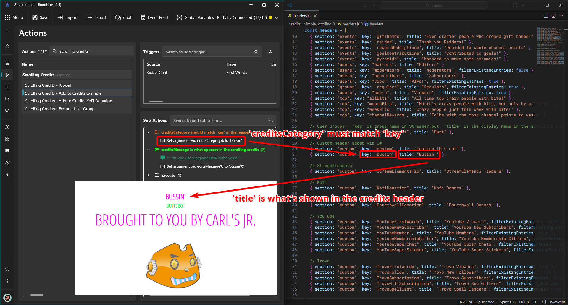 Simple Scrolling Credits (update) - Testing - Streamer.bot Extensions